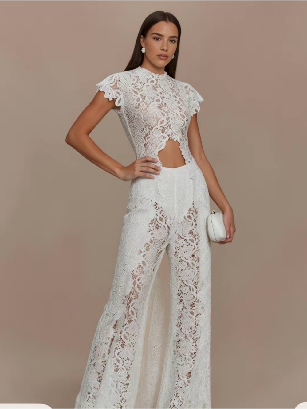 White Lace Wide-Leg Jumpsuit